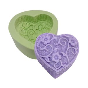 Forma de Silicone Coração de Crochê e Flores