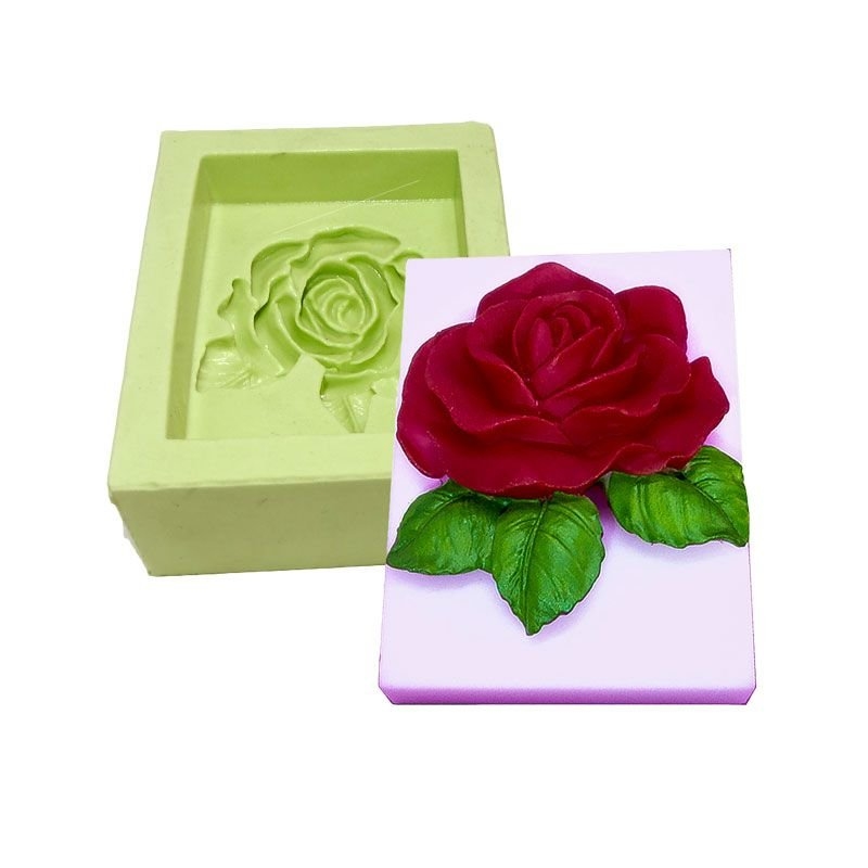 Molde Retangular Com Rosa